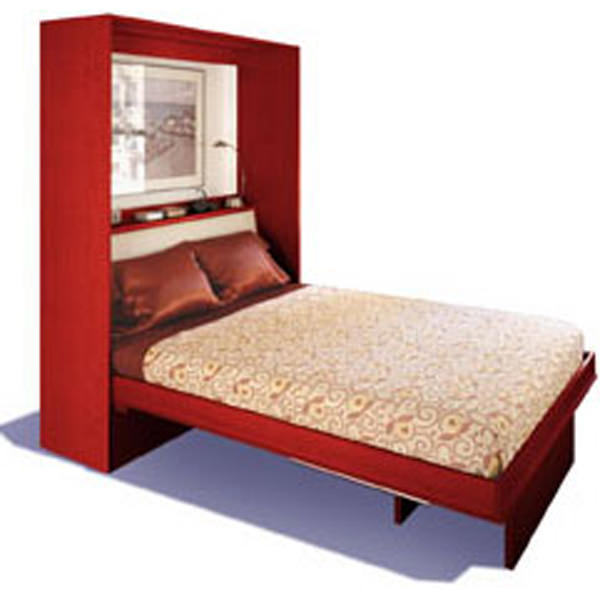 تخت خواب و کتابخانه